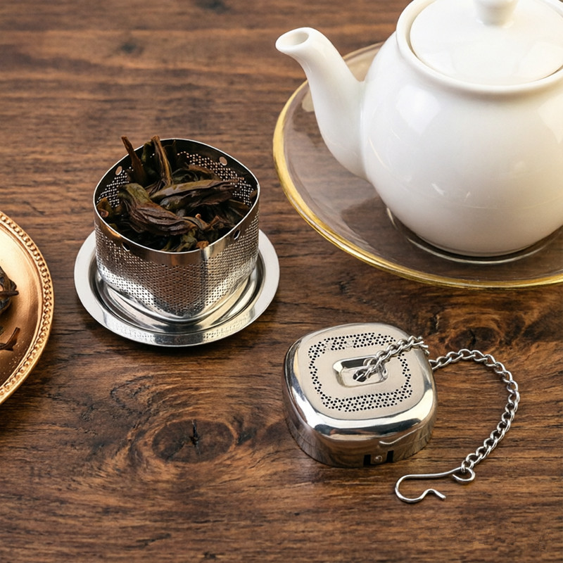 304 stainless steel cube tea infuser with chain and hook
