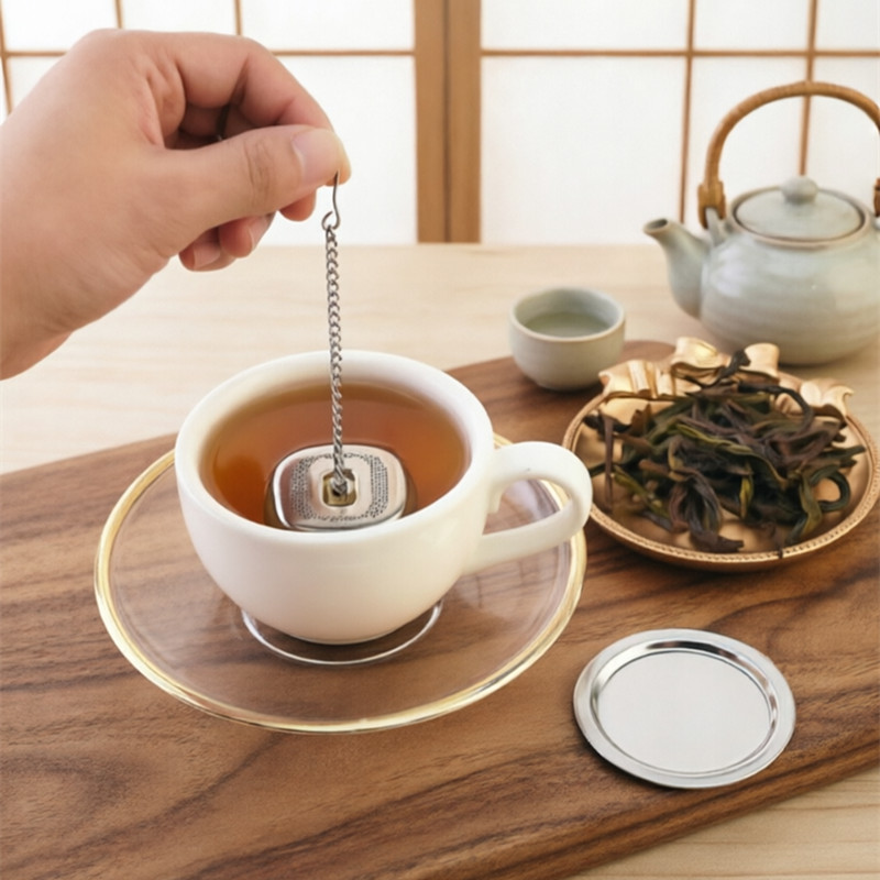 304 stainless steel cube tea infuser with chain and hook