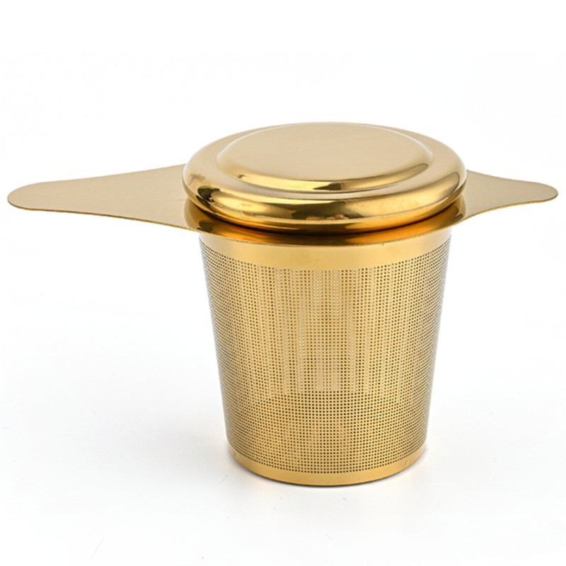 Gold Wave Pattern Loose Leaf Tea Infuser Basket Filter