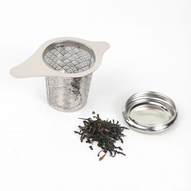 Gold Wave Pattern Loose Leaf Tea Infuser Basket Filter