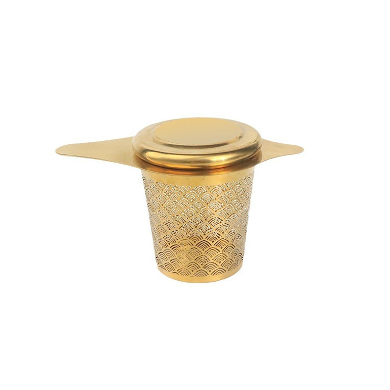 Premium Gold Tea Filter Basket Elegant Wave Design SG0135