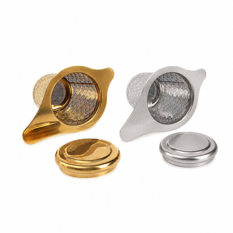 Premium Gold Tea Filter Basket Elegant Wave Design SG0135