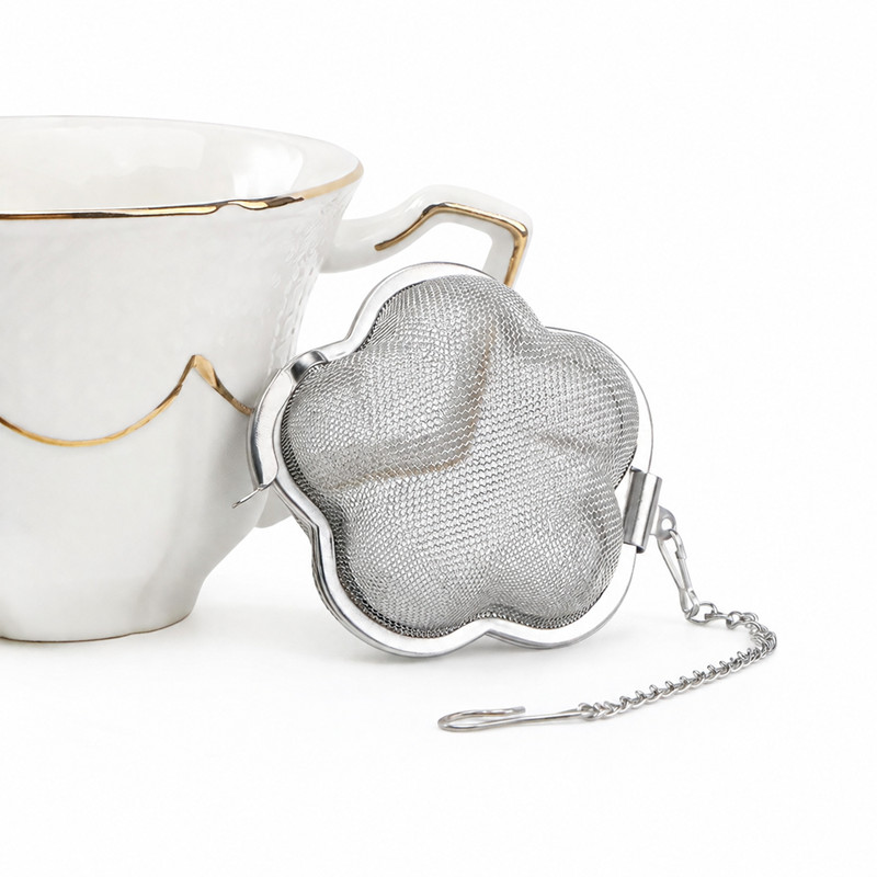 Flower-shaped stainless steel tea infuser with hanging chain Flower-shaped stainless steel tea infuser with hanging chain