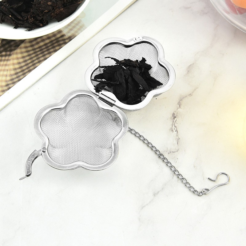 Flower-shaped stainless steel tea infuser with hanging chain Flower-shaped stainless steel tea infuser with hanging chain