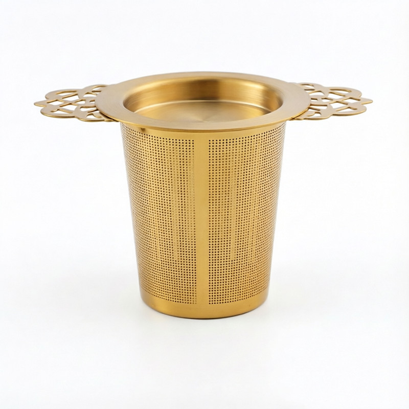 B2B Custom Gold Filigree Tea Strainer 304 SS S0139