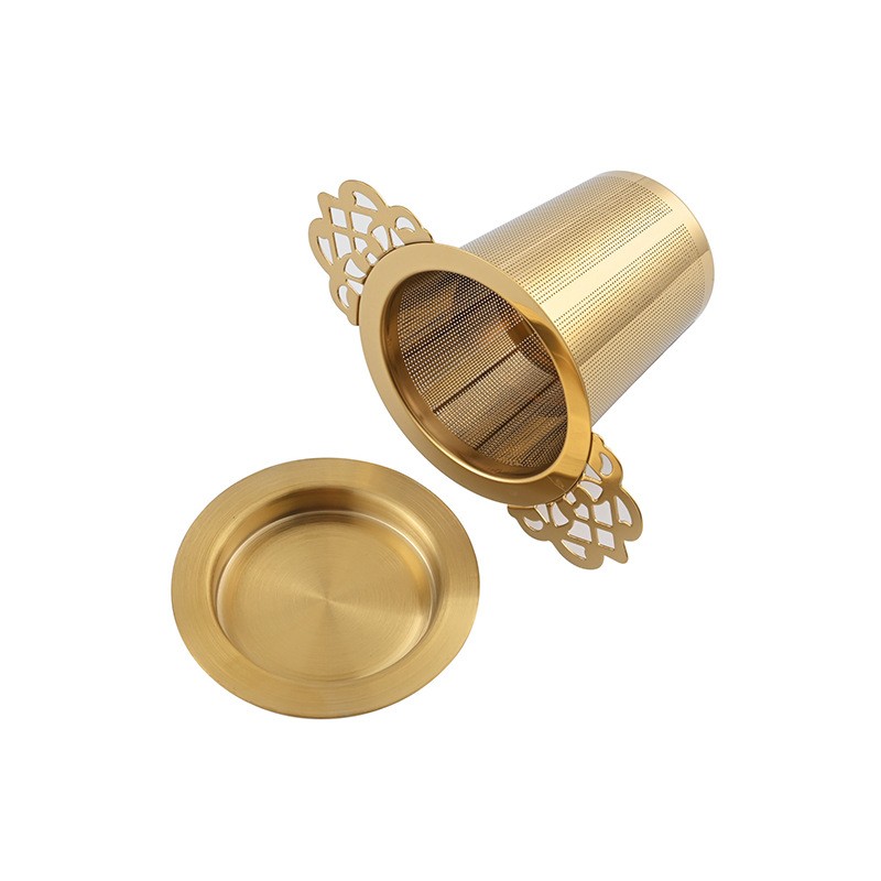 B2B Custom Gold Filigree Tea Strainer 304 SS S0139