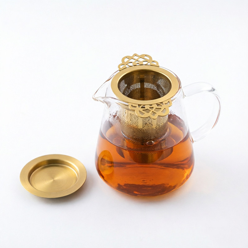 B2B Custom Gold Filigree Tea Strainer 304 SS S0139