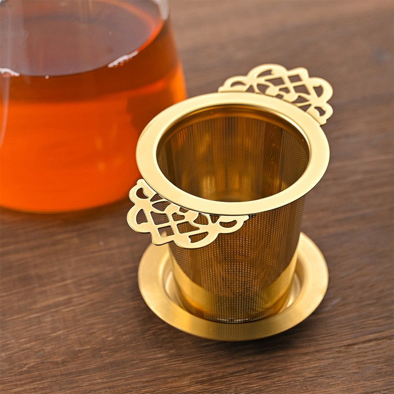 B2B Custom Gold Filigree Tea Strainer 304 SS S0139