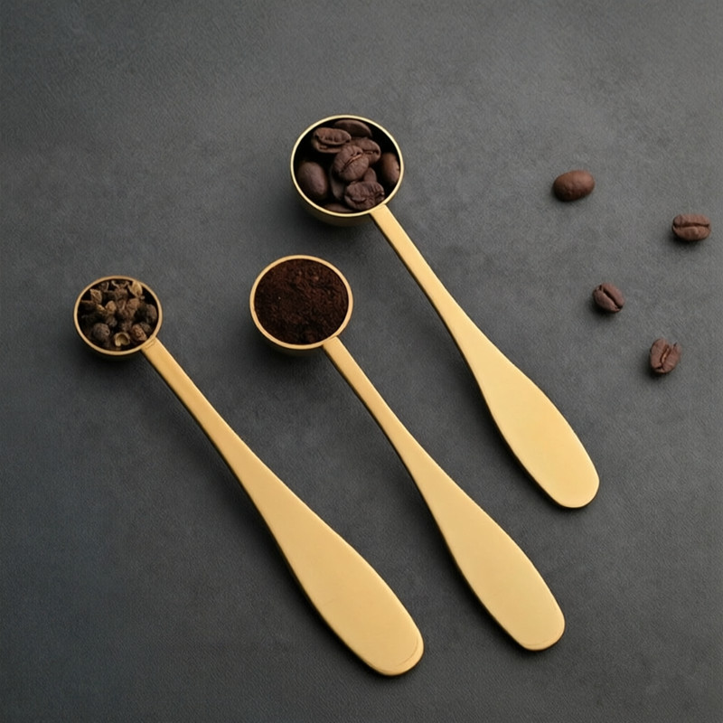 Stainless Steel Gold Coffee and Tea Measuring Spoons, 100% Silicone-Free Manufacturer Direct Wholesale Stainless Steel Gold Coffee and Tea Measuring Spoons, 100% Silicone-Free Manufacturer Direct Wholesale