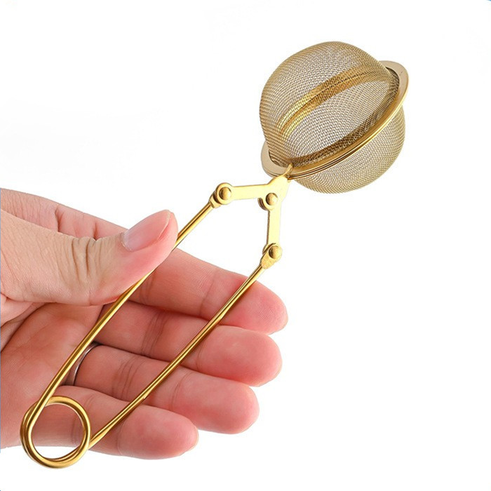 PVD Gold Stainless Steel Long Handle Mesh Tea Infuser PVD Gold Stainless Steel Long Handle Mesh Tea Infuser