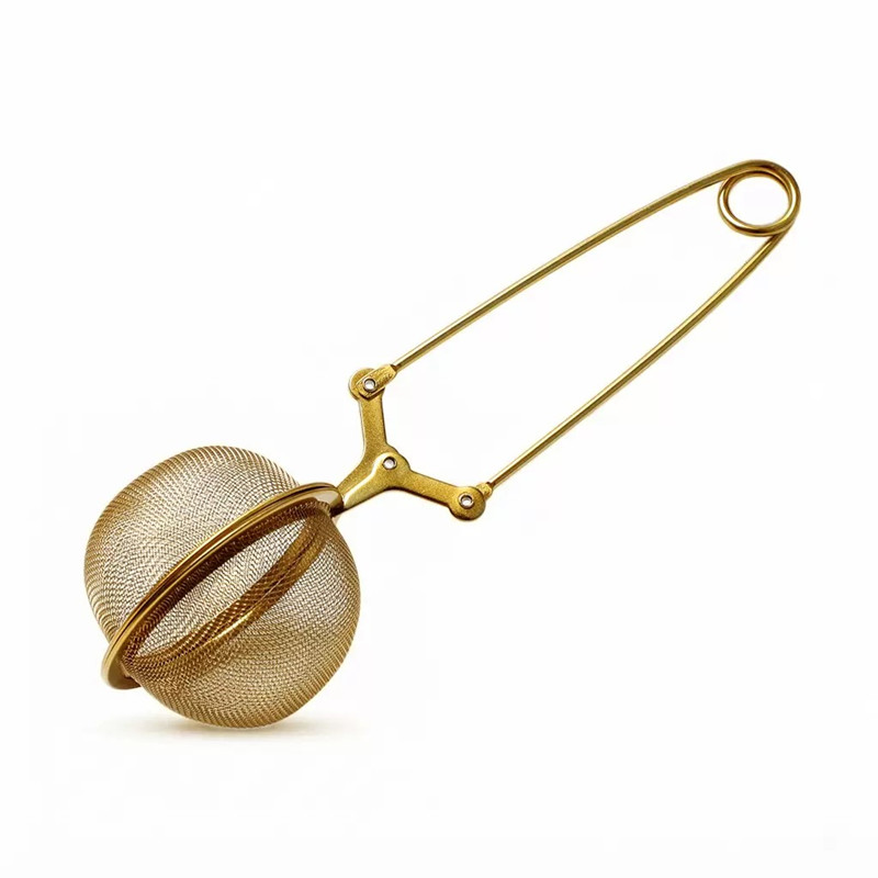 PVD Gold Stainless Steel Long Handle Mesh Tea Infuser PVD Gold Stainless Steel Long Handle Mesh Tea Infuser