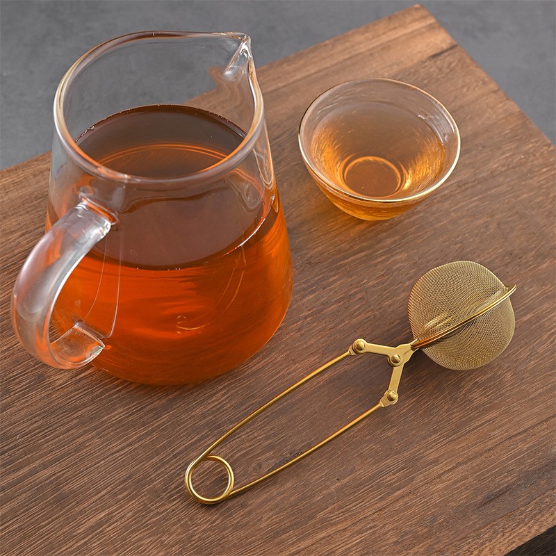 PVD Gold Stainless Steel Long Handle Mesh Tea Infuser PVD Gold Stainless Steel Long Handle Mesh Tea Infuser