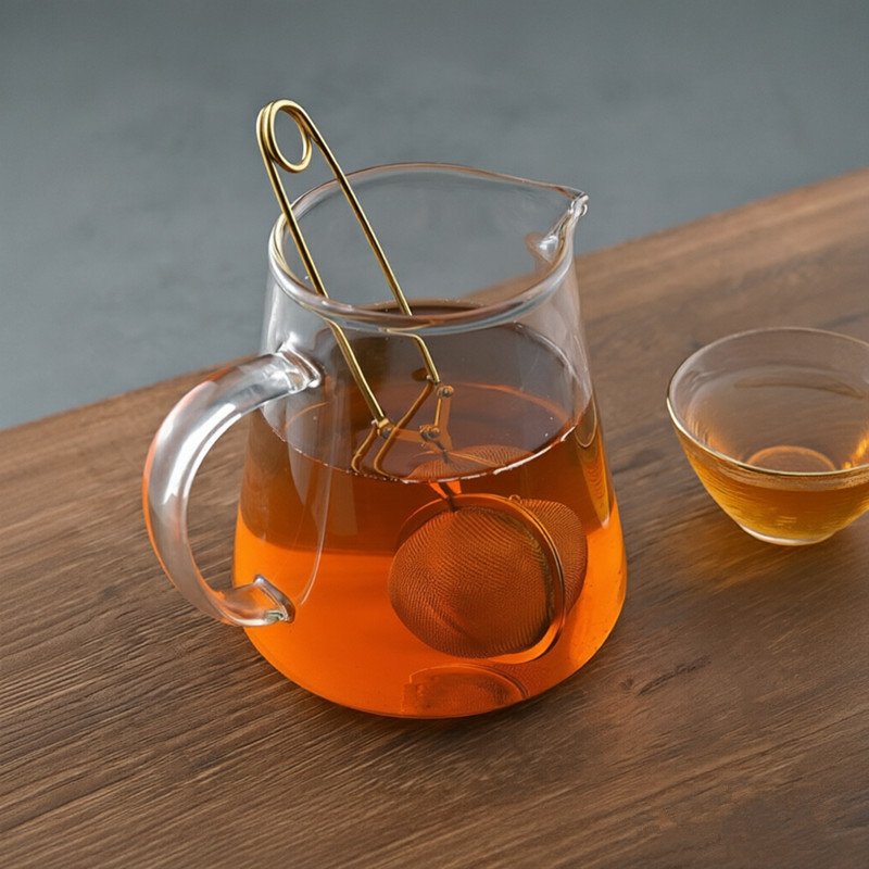 PVD Gold Stainless Steel Long Handle Mesh Tea Infuser PVD Gold Stainless Steel Long Handle Mesh Tea Infuser