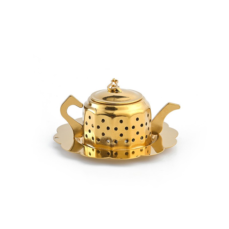 Reusable Metal Tea Infuser with Scalloped Saucer Set 1703