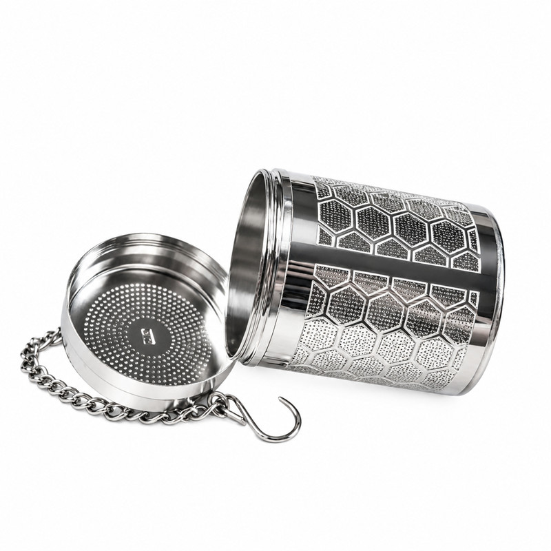304 Stainless Steel Honeycomb Tea Infuser with Hanging Chain and Lid