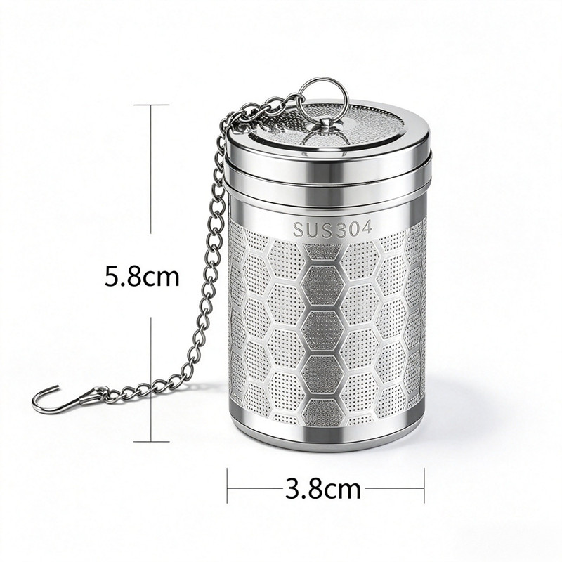 304 Stainless Steel Honeycomb Tea Infuser with Hanging Chain and Lid