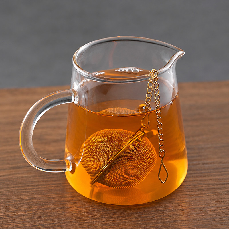 Gold Stainless Steel Mesh Tea Ball Infuser with Chain 1748